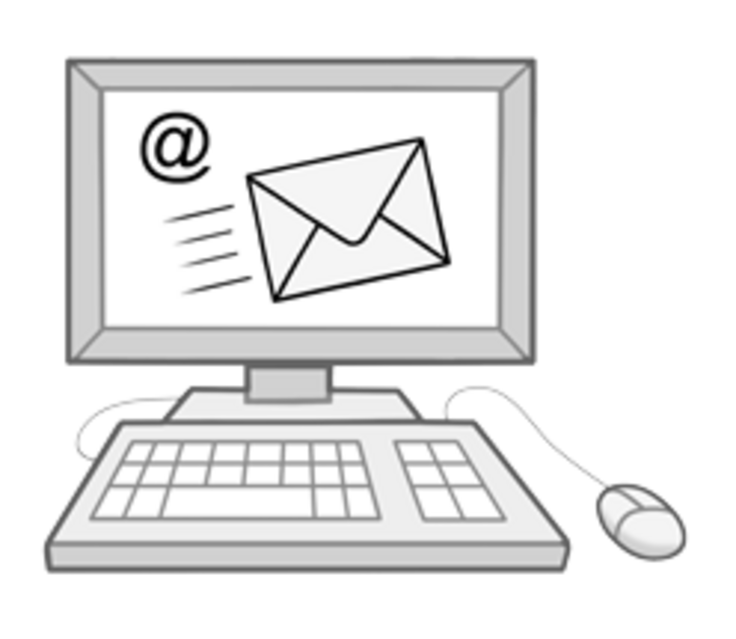 Computer mit einem Mailsymbol auf dem Bildschirm